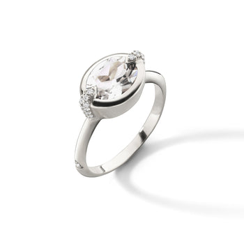 “Points North” Deep-Set Oval Rock Crystal Ring