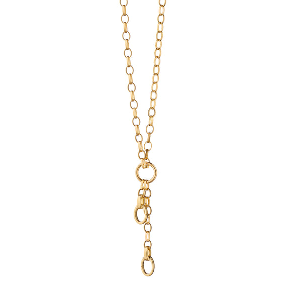 
  
    Large Link 18K Gold Charm Chain Necklace, 2 Charm Stations
  

