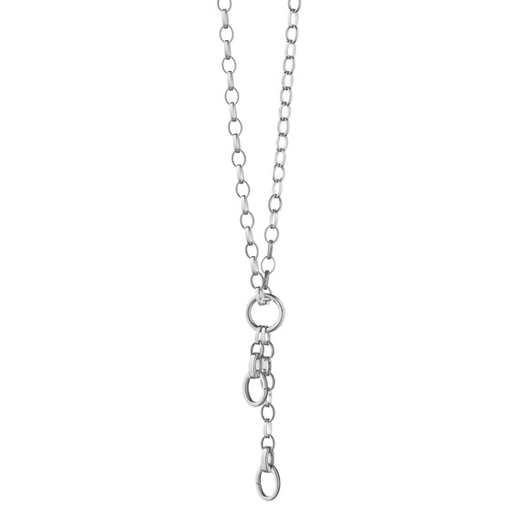
  
    Large Link Sterling Silver Charm Chain Necklace, 2 Charm Stations
  
