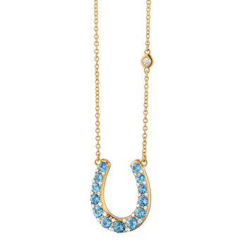 The Horseshoe Necklace with Aquamarine and Diamonds