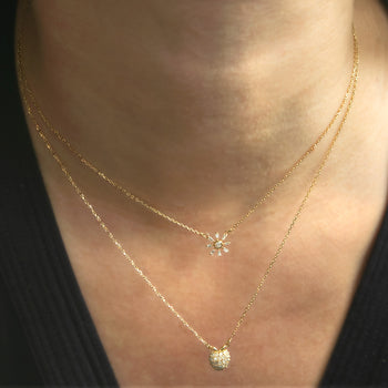 Recycled 18K Yellow Gold and Round and Tapered Baguette Diamond Star Necklace