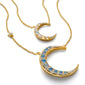 Water Opal Midi Crescent Moon Necklace with Diamonds (top)