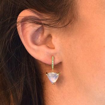 Special Edition Hoop Earrings with Emeralds and Trillion Cut Moonstones