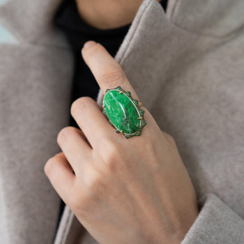 Special Edition “Happiness” Sun Ring with Chloromelanite Ring & Pave Tsavorite Accents