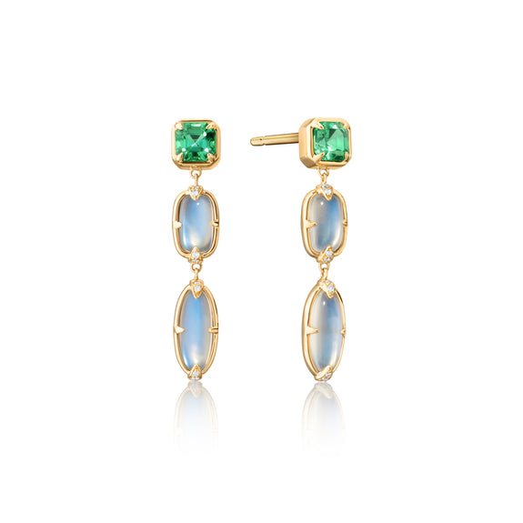 
  
    Special Edition Earrings with Green Tourmalines, Blue Moonstones and Diamonds
  
