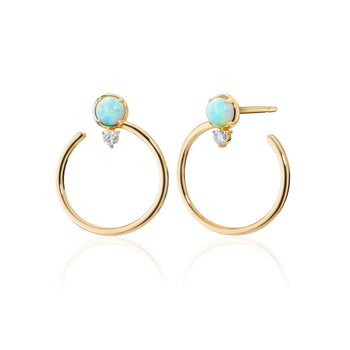 Special Edition Galaxy Wrap Hoop Earrings with Round Australian Opal and Diamond
