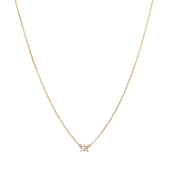 Recycled 18K Yellow Gold and Trillion Diamond Necklace, 1 Diamond