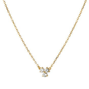 Recycled 18K Yellow Gold and Round Diamond Necklace, 3 Diamonds