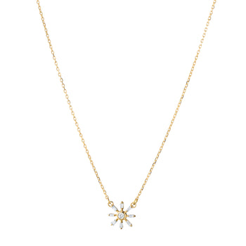 Recycled 18K Yellow Gold and Round and Tapered Baguette Diamond Star Necklace