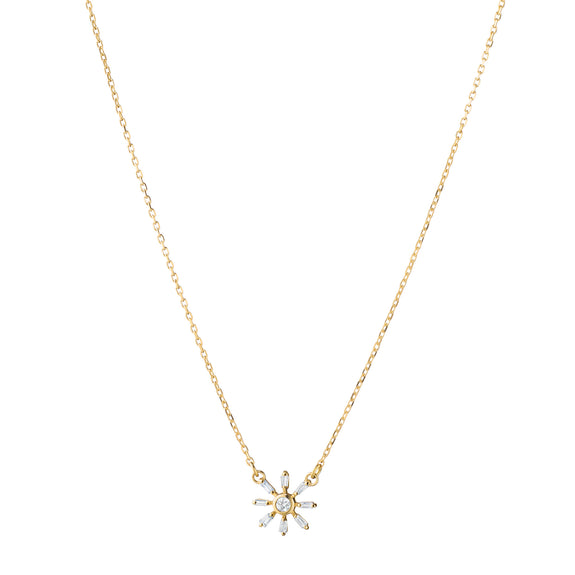 
  
    Recycled 18K Yellow Gold and Round and Tapered Baguette Diamond Star Necklace
  

