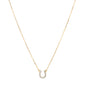 Recycled 18K Yellow Gold and Round and Baguette Diamond Horseshoe Necklace