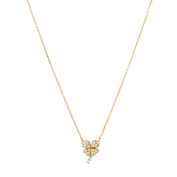 Recycled 18K Yellow Gold and Round and Baguette Diamond Clover Necklace