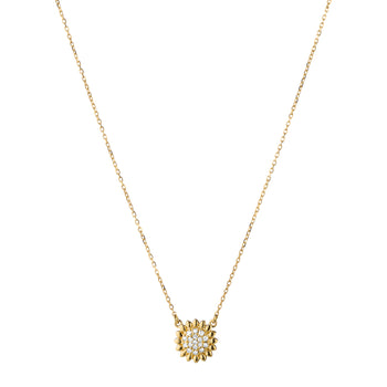Recycled 18K Yellow Gold and Round Diamond Sunflower Necklace
