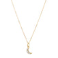 Recycled 18K Yellow Gold and Round Diamond Moon Necklace