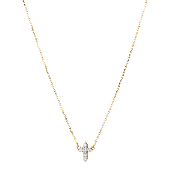 
  
    Recycled 18K Yellow Gold and Round Diamond Cross Necklace, 6 Diamonds
  
