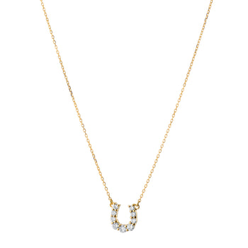 Recycled 18K Yellow Gold and Round Diamond Horseshoe Necklace, 9 Diamonds