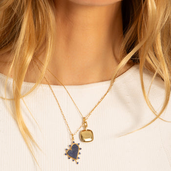 Sodalite Heart Necklace with Blue Sapphires