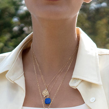Slim Rae Locket Necklace with Blue Sapphires