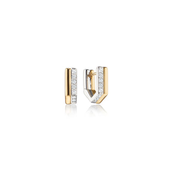Two-Tone Infinity Huggie Earrings with Sapphires