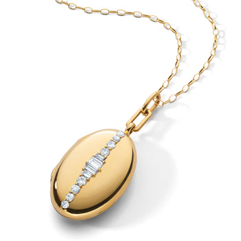 Special Edition Oval Locket with Round and Baguette Vintage Diamonds