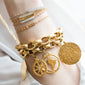 Vine Half-Locket Charm in Gold on Rosalind Charm Bracelet