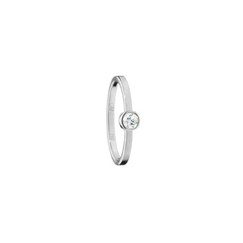 Recycled 18K White Gold and Round Diamond Ring