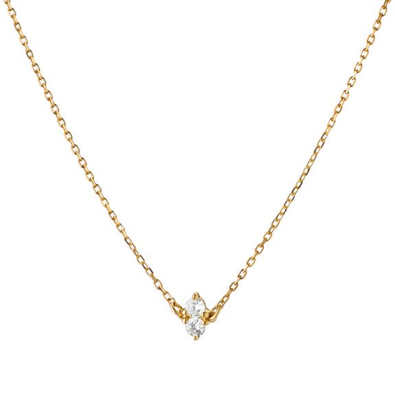 
  
    Recycled 18K Yellow Gold and Round Diamond Necklace, 2 Diamonds
  

