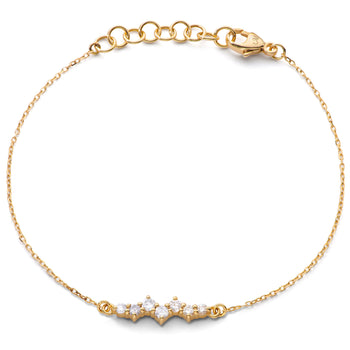 Recycled 18K Yellow Gold and Round Diamond Bracelet, 7 Staggered Diamonds