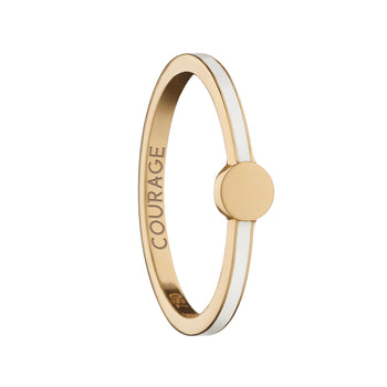White  "Courage" Signet Poesy Stackable Ring