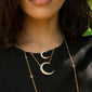 Water Opal Midi Crescent Moon Necklace with Diamonds (top)