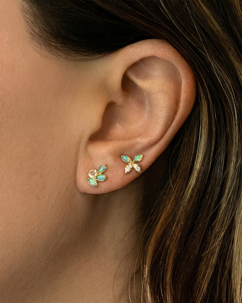 Opal Leaf Cluster Earrings and Butterfly Earrings