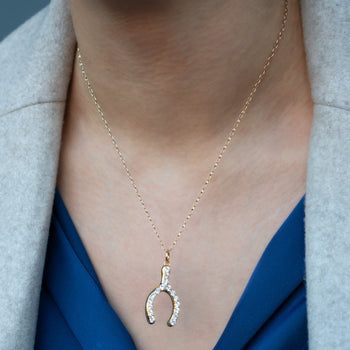 Special Edition Wishbone Necklace with Vintage Diamonds