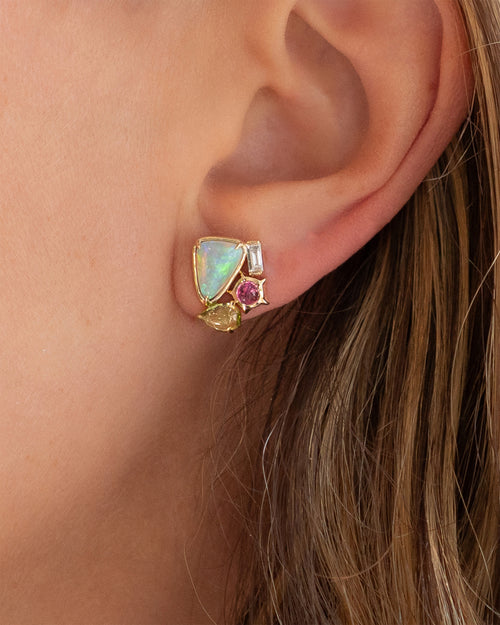 Special Edition Nebula Earring - Opal, Pink Tourmaline & Peridot