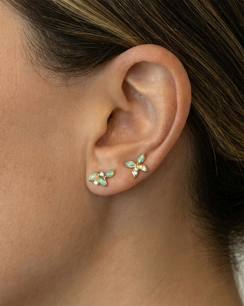 Crystal Opal Leaf Cluster and Butterfly Earrings