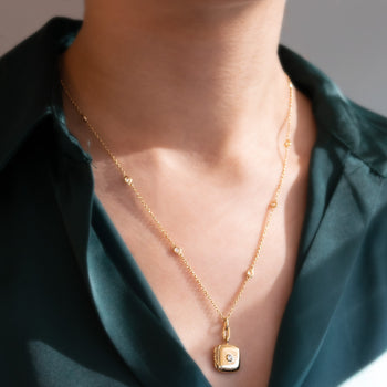 Slim Viv Locket Necklace with Diamond and Diamond Chain