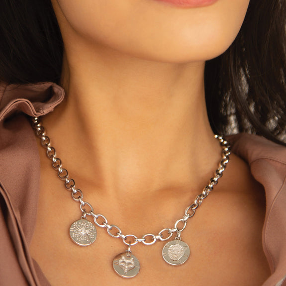 
  
    Trilogy Intaglio Necklace with White Sapphire
  
