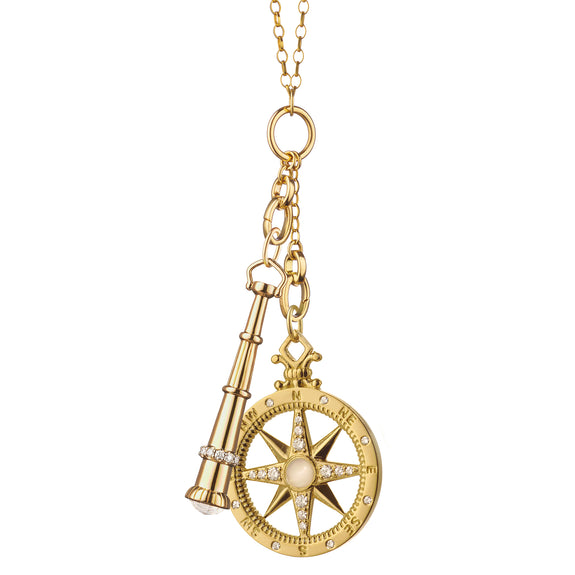 
  
    Mom’s "Adventure" Compass Charm and "Curiosity" Telescope Charm Necklace
  
