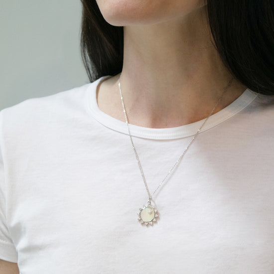 Mini Mother of Pearl Sapphire Sun Charm