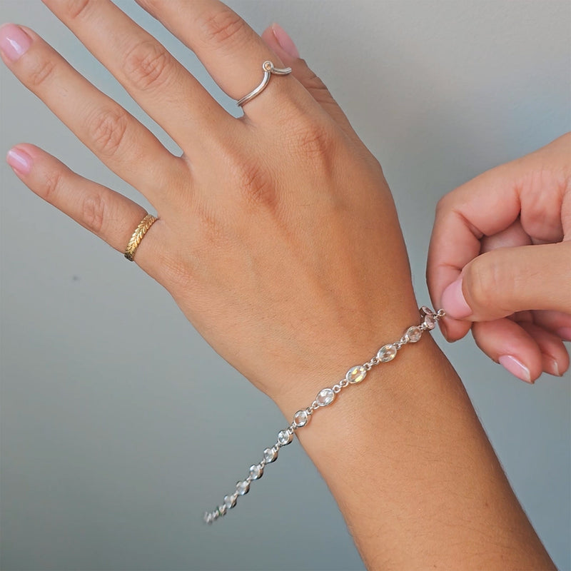 Oval Bezel Set Rock Crystal Tennis Bracelet | Monica Rich Kosann