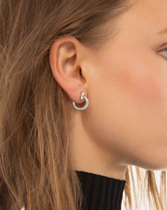 Sterling Silver Small Galaxy Wrap Hoop Earring with White Sapphires