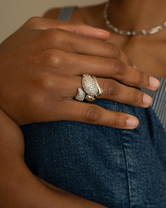 “Perseverance” Fish Pave Sapphire Sterling Silver Ring