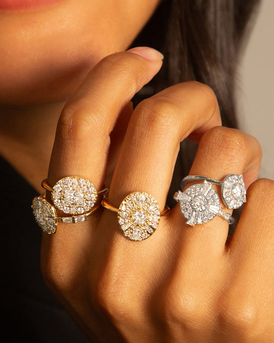 Points North Diamond 18K White Gold Ring with Round and Pear Shaped Diamonds (right)