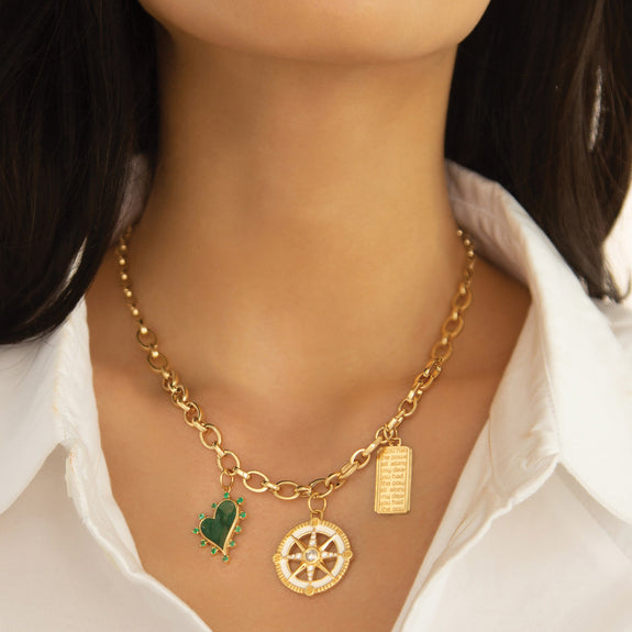 18K Gold Audrey Link Charm Necklace - Gold Link Necklace by Monica Rich Kosann