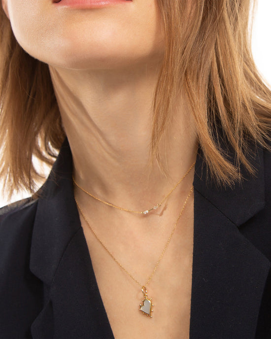 Petite Mother of Pearl Gold Heart Necklace