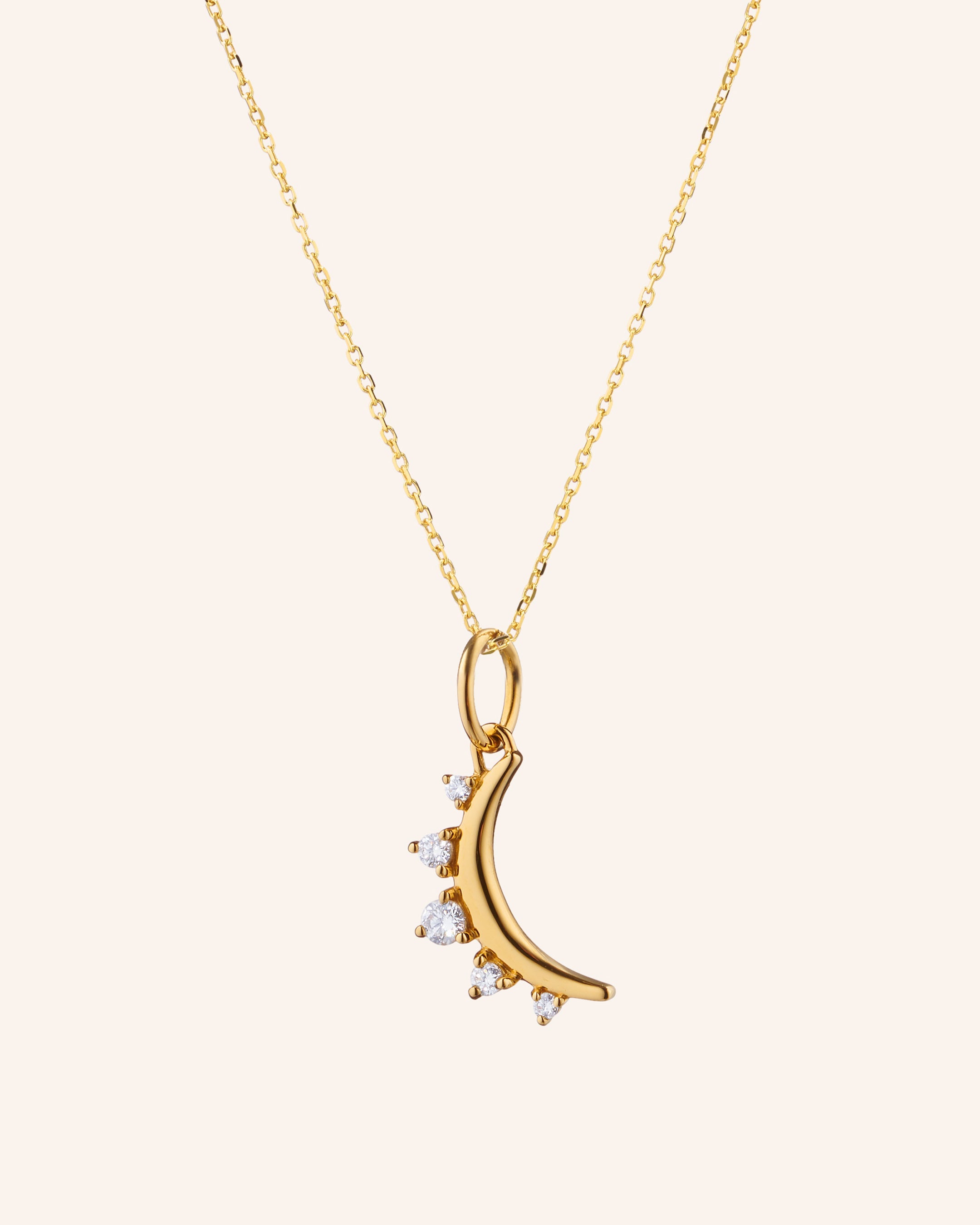Petite Moon and Diamond Necklace