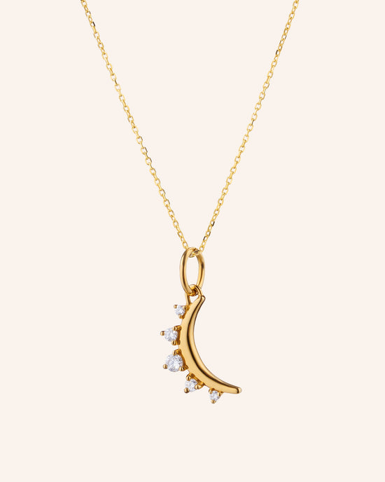 Petite Moon and Diamond Necklace