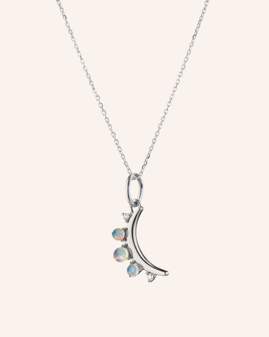 October Opal “Moon” Birthstone Necklace