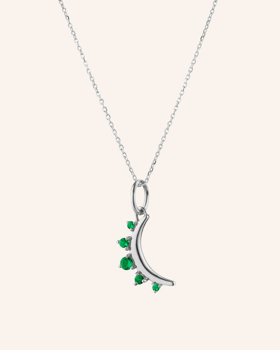 May Emerald “Moon” Birthstone Necklace