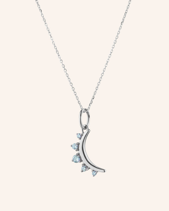 March Aquamarine “Moon” Birthstone Necklace