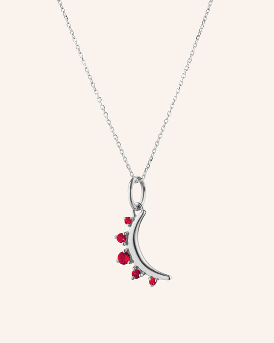 July Ruby “Moon” Birthstone Necklace